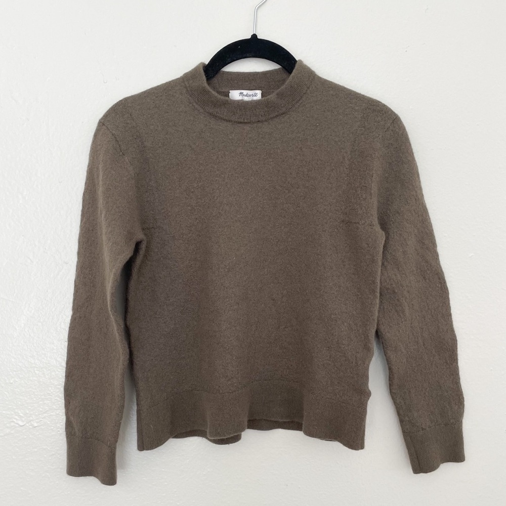 Madewell 100% Merino Wool Green/Brown Crewneck Sweater